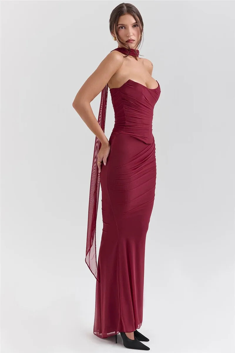 Strapless Corset Top & Maxi Skirt Two Piece Set