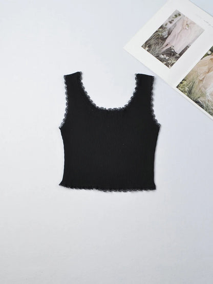 Summer 2025 women’s tank tops sexy lace up crop top tank top for women solid base crop tops square neck plain crop tops summer