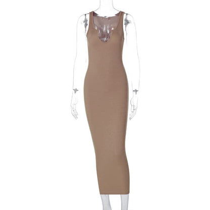 Ribbed Knit Sleeveless Mock Neck Bodycon Mini Dress