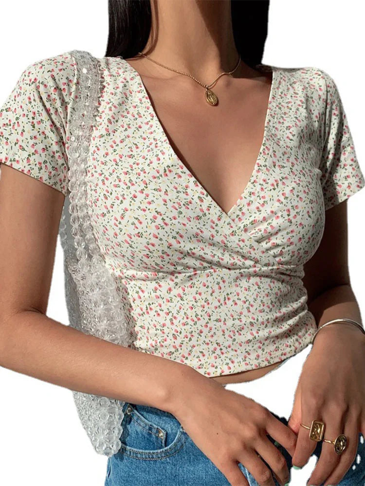 Slimming High Waist Wild Women's Top Short Sleeve Tee