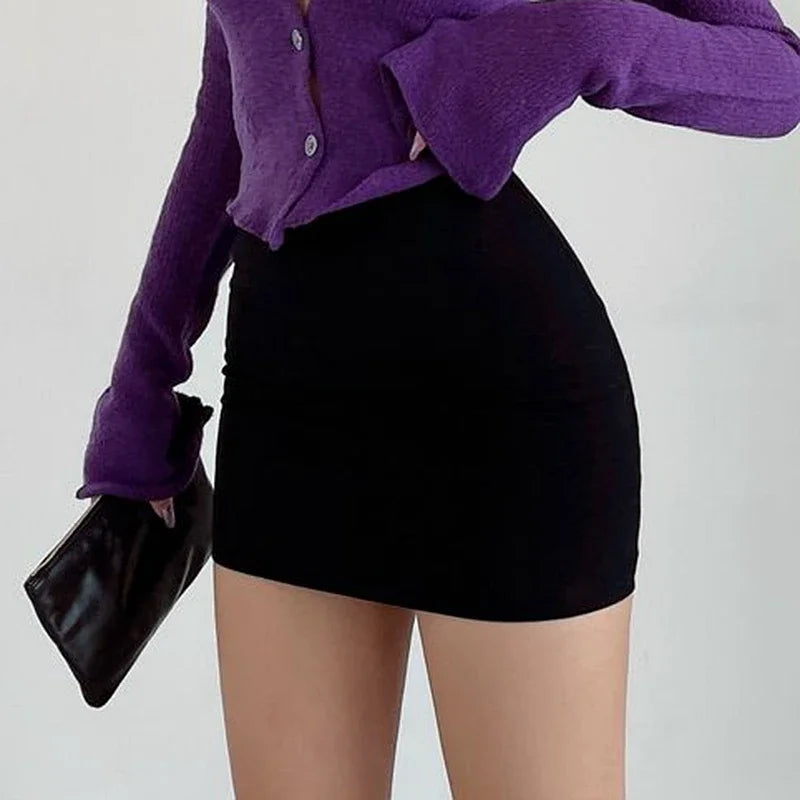 Summer Mini Black Elastic High Waist Skinny Bodycon Micro Skirt