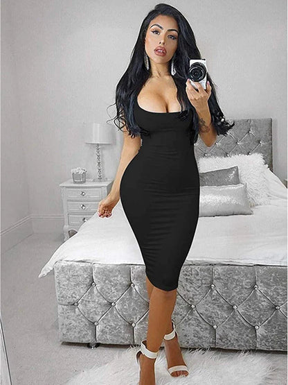 Neon Green Spaghetti Strap Midi Dress