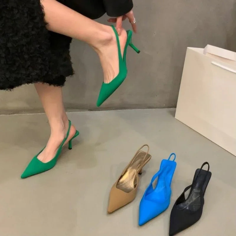 Summer Autumn Solid Color Banquet Pointed Toe Comfortable Casual Slip-on Shoes Low Heel Pumps