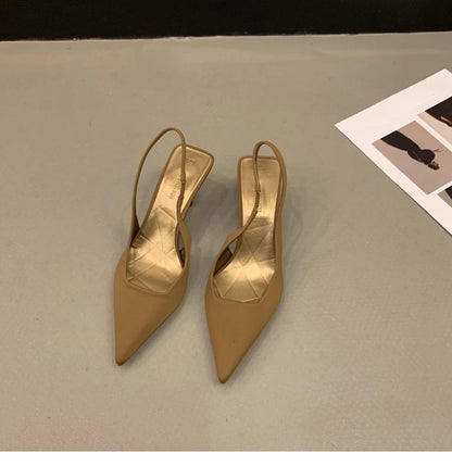 Summer Autumn Solid Color Banquet Pointed Toe Comfortable Casual Slip-on Shoes Low Heel Pumps