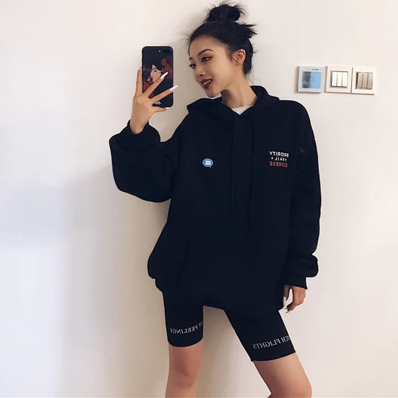 Summer biker shorts 2025 women elastic waist skinny fitness korean casual sexy Letter print black shorts pantalones black