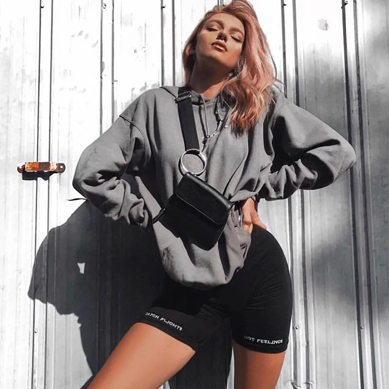 Summer biker shorts 2025 women elastic waist skinny fitness korean casual sexy Letter print black shorts pantalones black