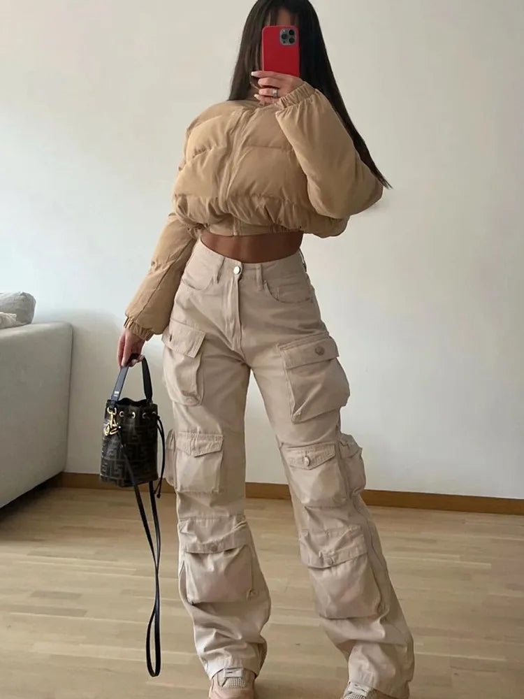 Multiple Pockets Cargo Pants For Women Loose High Waist Fashion Sweatpants Women’s Baggy Streetwear Pant Woman Trousers