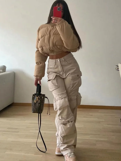 Multiple Pockets Cargo Pants For Women Loose High Waist Fashion Sweatpants Women’s Baggy Streetwear Pant Woman Trousers