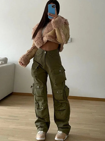 Multiple Pockets Cargo Pants For Women Loose High Waist Fashion Sweatpants Women’s Baggy Streetwear Pant Woman Trousers