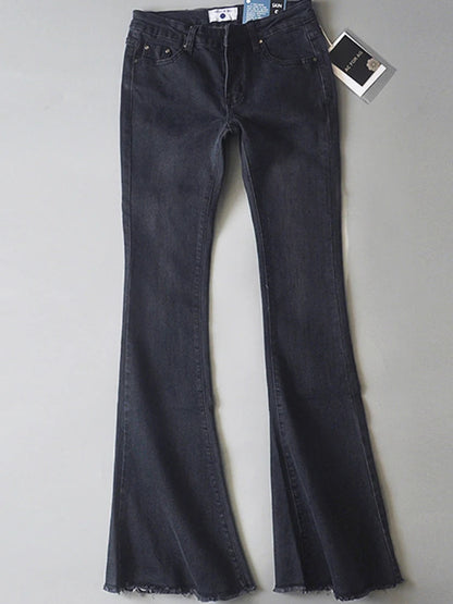 Retro Low Waist Blue Jeans For Women 2025 Bodycon Flared Pants Ladies Basic Slim Fit Summer Street Casual Jeans Woman