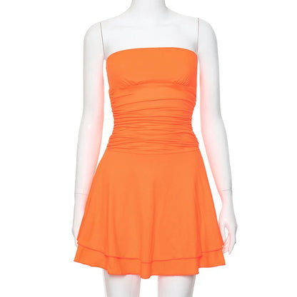 Ruffled Bodycon Beach Dress For Women High Waist Slim Mini Dress Ladies Holiday Casual Off Shoulder Sexy Dress Woman 2025