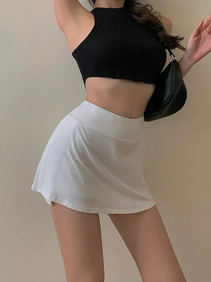 Tennis High Waist Culottes A-line Mini Skirt