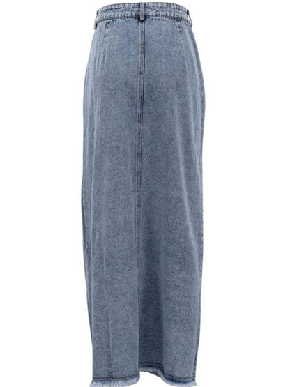 2025 New Casual High Waist Denim Skirts Women Spilt Out Maxi Jean Skirt Summer Holiday Long Skirts