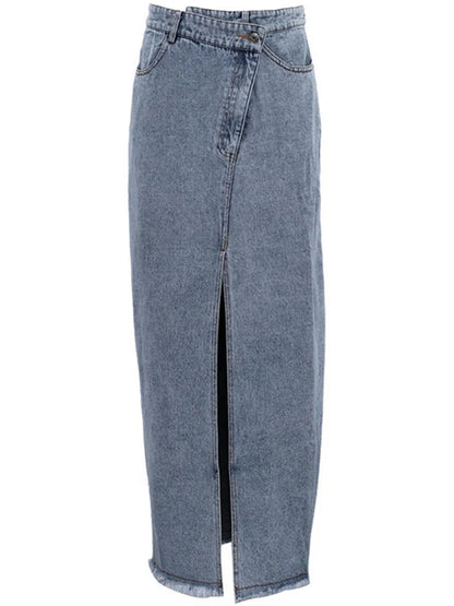 2025 New Casual High Waist Denim Skirts Women Spilt Out Maxi Jean Skirt Summer Holiday Long Skirts