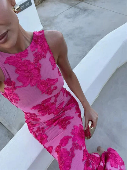 Autumn Printed Female Long Dress Patchwork Sleeveless Slim Elegant Party Dress Contrast Beach Clothes Women’s Dress