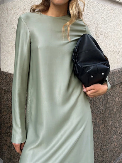 Black Satin Fashion Maxi Dress For Women Patchwork Slim High Waist Elegant Solid Split Long Dress Ladies Party Dress 2025