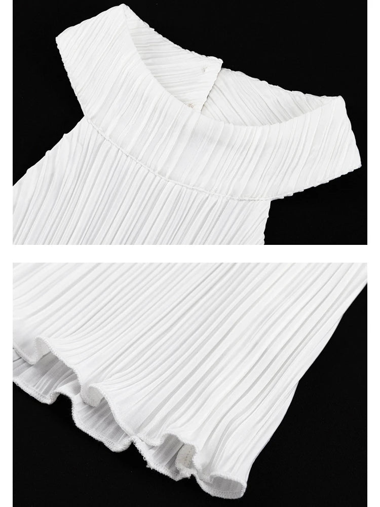 Casual Loose Halter Two Piece Sets Suit Women Summer High Waist Pants Set Ladies Elegant Ruched Travel Holiday Outfits