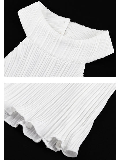 Casual Loose Halter Two Piece Sets Suit Women Summer High Waist Pants Set Ladies Elegant Ruched Travel Holiday Outfits