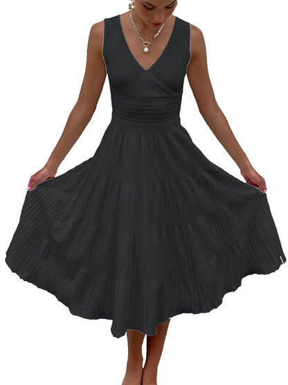 Knit V-Neck For Women Maxi Dress Y2k Backless Fashion Knitwear Party Dress Casual Baggy High Waist Summer Female Dress