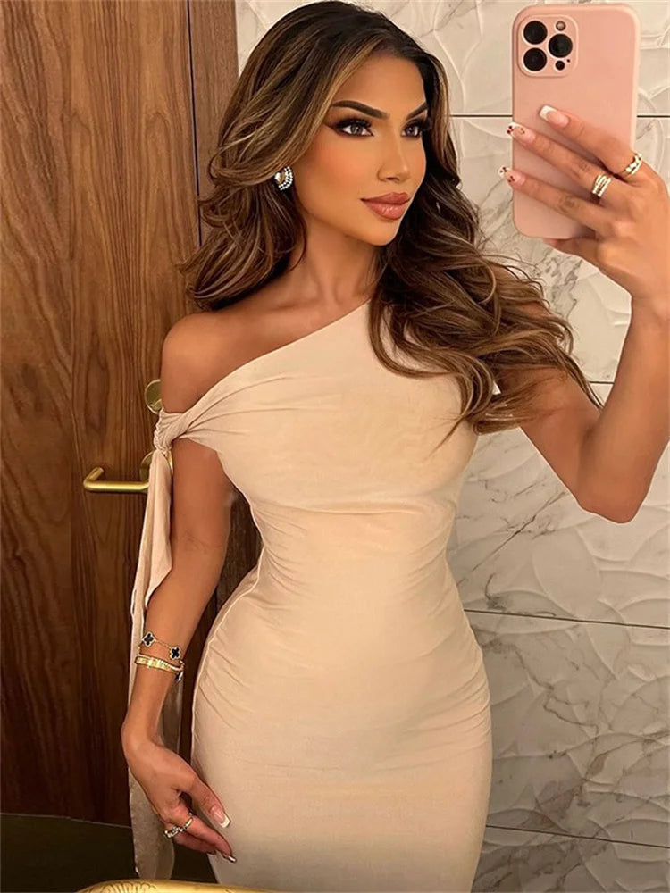 Off-Shoulder Patchwork Slim Dress Women’s Bandage Sleeveless Backless Fashion Elegant Party Dress New Female Long Dress