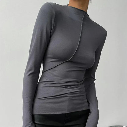 Turtleneck Casual Fashion Long Sleeve Tee