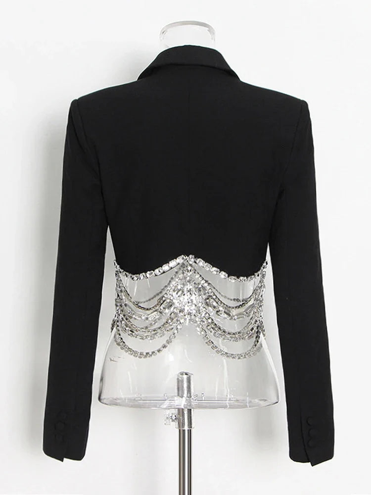 Casual Striped Notched Collar Long Sleeve Spliced Double Breasted Vintage Blazer