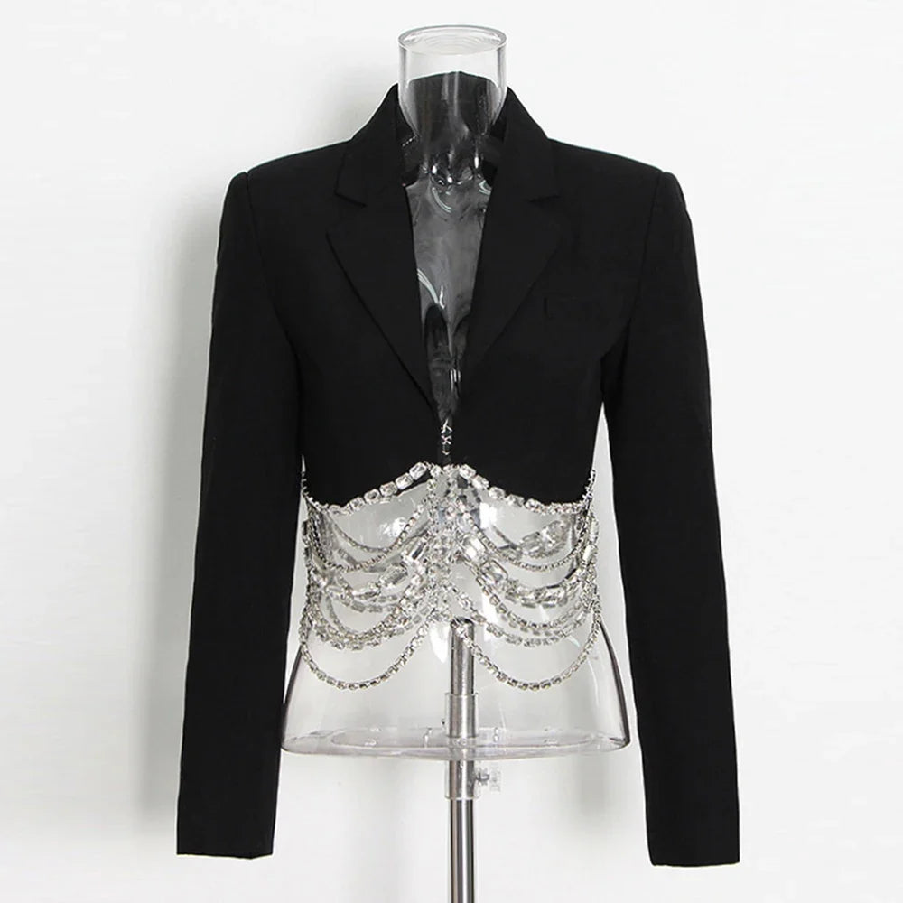 Casual Striped Notched Collar Long Sleeve Spliced Double Breasted Vintage Blazer