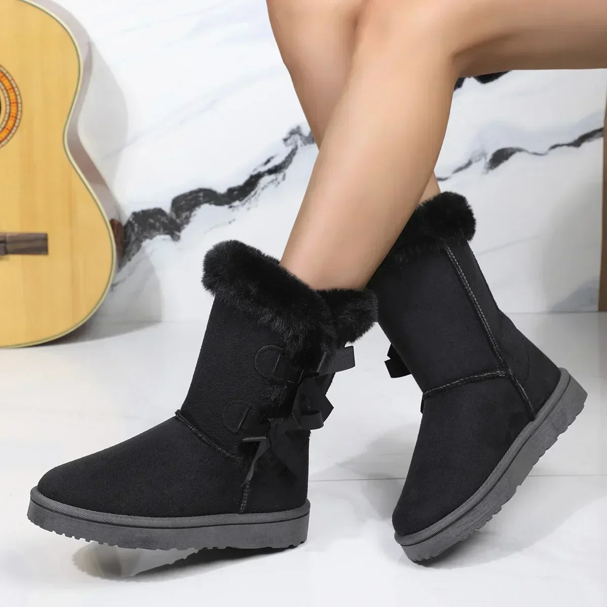 Winter Boots Fur Women's Snow Boots Low-top Warm Fur Shoes Men's and Women's Winter Short Boots Super Mini Outer Wear Non-sli