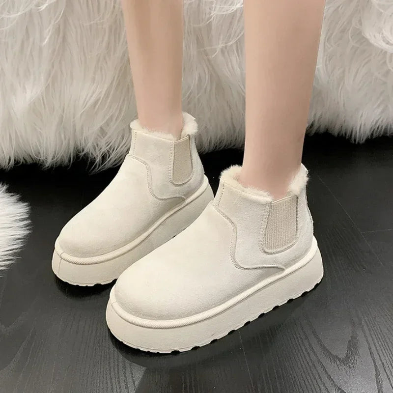 Winter Boots Women New Rubber Thick Sole Ankle Boots for Outdoor Elevated Comfort Warm Walking Cotton Shoes Fashion Snow Boot