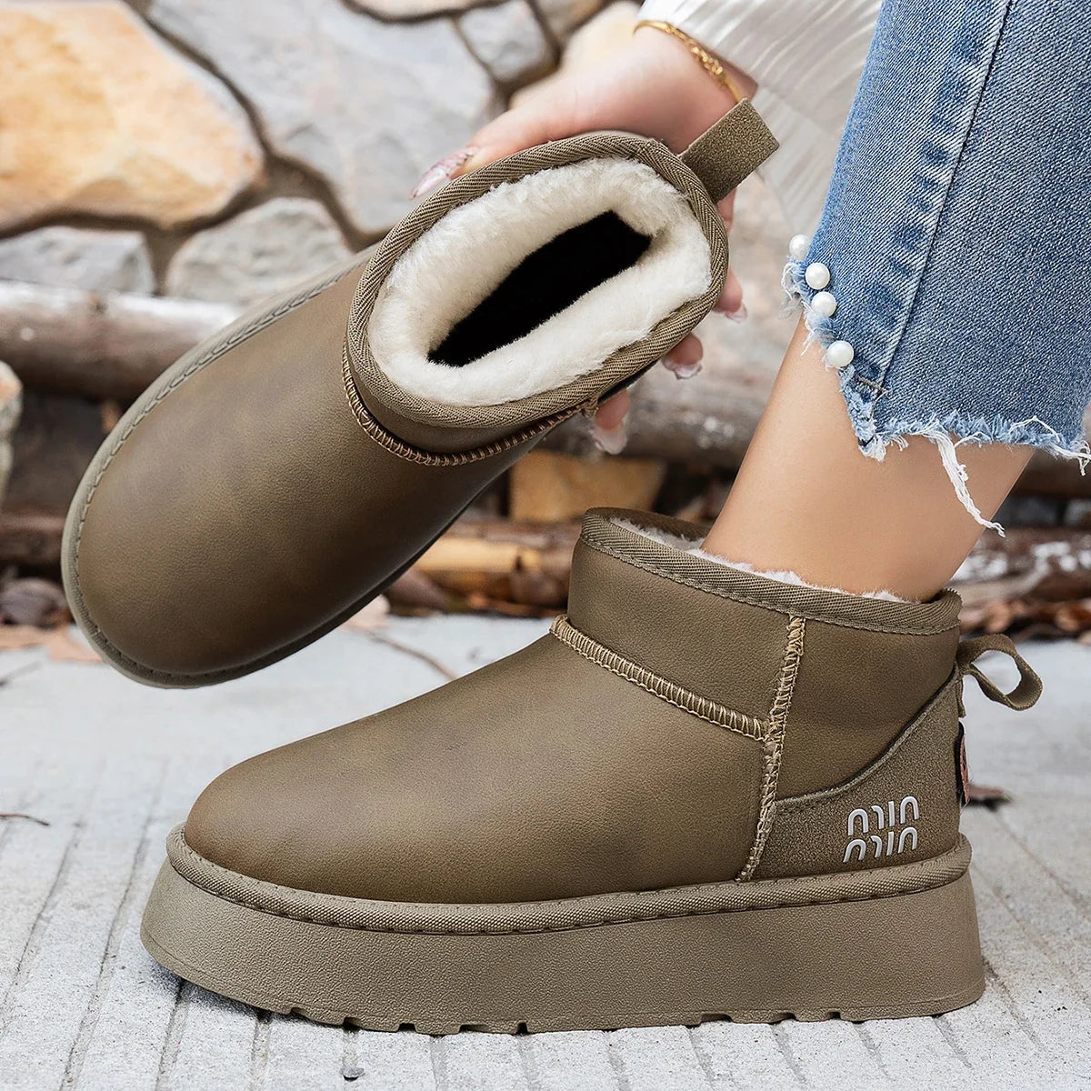 Women Boots Winter Short Plush Warm Snow Boots Women Casual Flat Shoes Women New Comfortable Chelsea Ankle Boots Botas De Muj