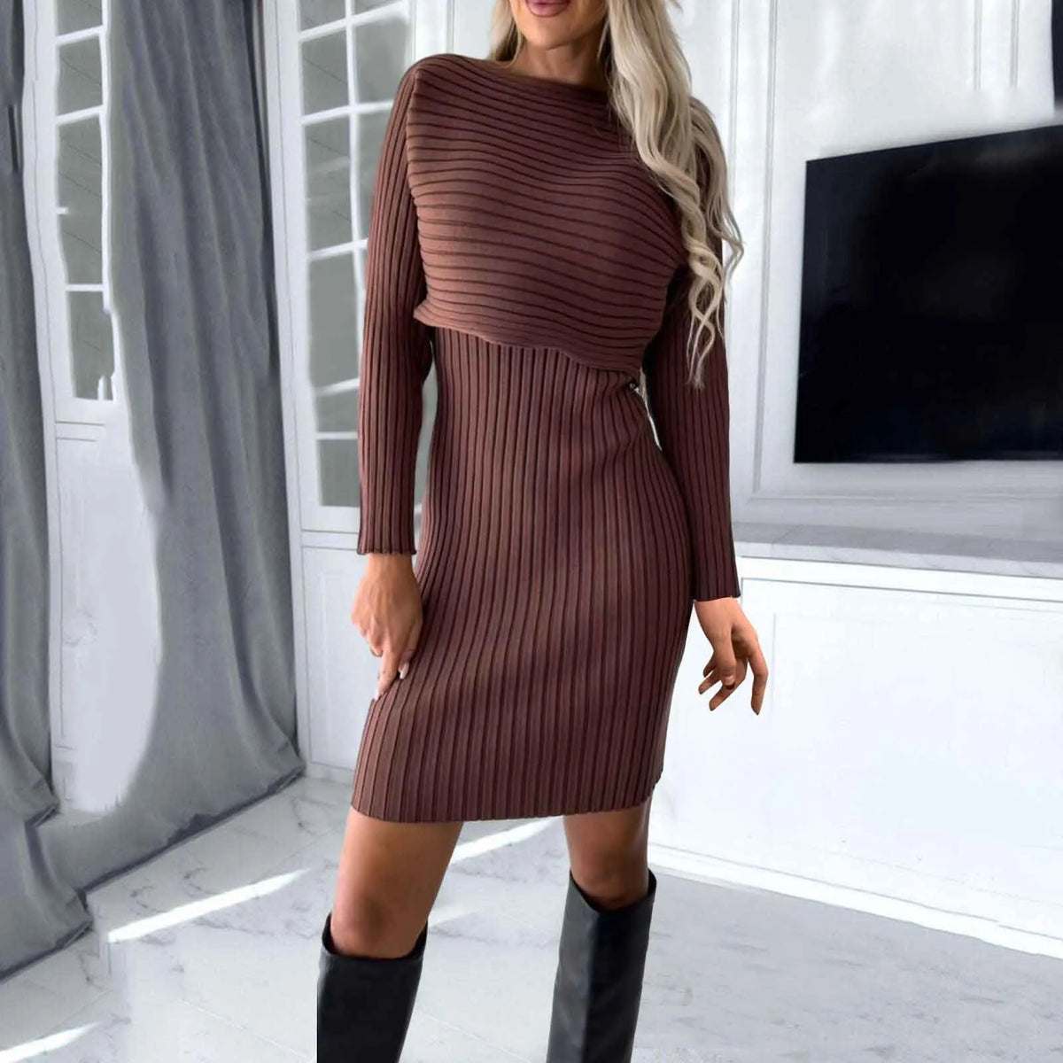 See Through Lace Square-Neck Slim Fit Evening Bodycon Clubwear Dress