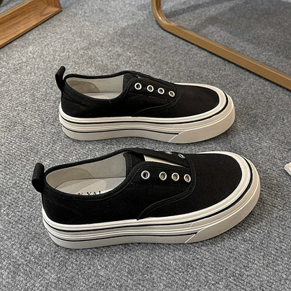 Women Outdoor Walking Canvas Shoes New Fashion Jogging Sneakers Slip-on Woman Vulcanized Flat Casual Loafers Ladies Zapatilla