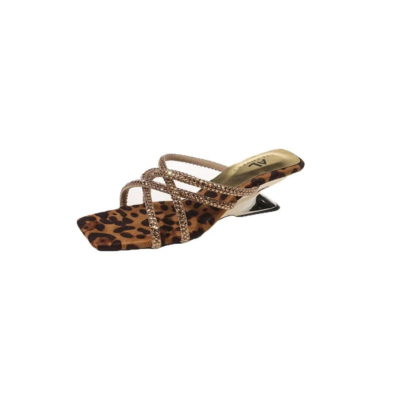 New Summer Rhinestone Ankle Strap Ladies High Thick Squares Shoes Low Heel Pumps