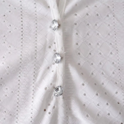 Summer Fashion Lace Buttoned Casual Plain Blouse