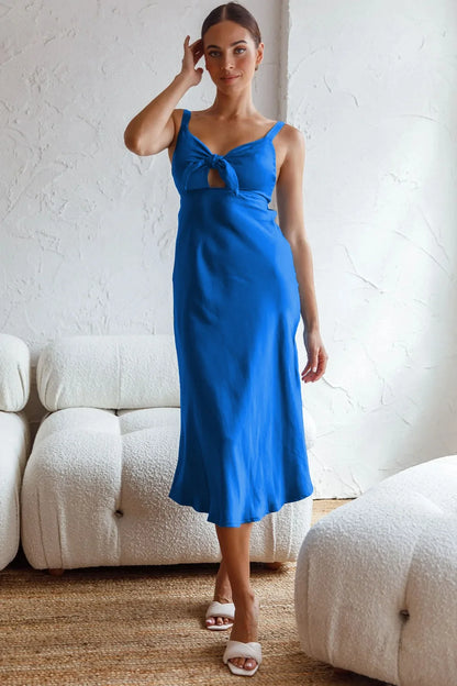 Pink Lace Satin Slim Midi Dress