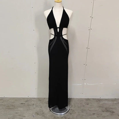 Hip Wrap Pure Hollow Slim Streetwear Midi Dresses