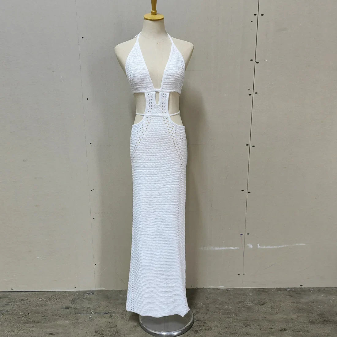 Hip Wrap Pure Hollow Slim Streetwear Midi Dresses