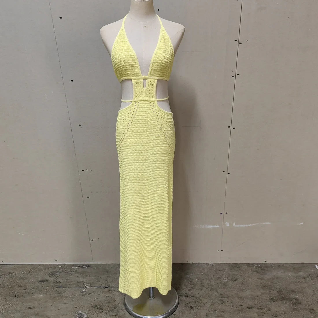 Hip Wrap Pure Hollow Slim Streetwear Midi Dresses