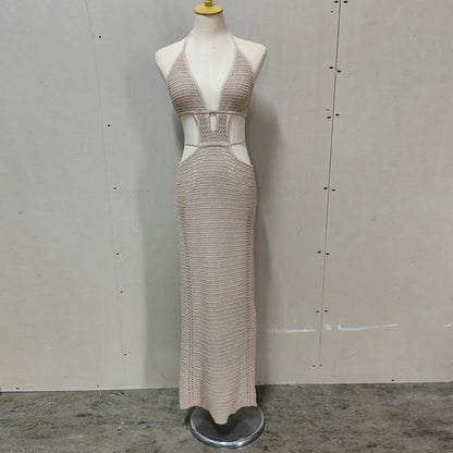 Hip Wrap Pure Hollow Slim Streetwear Midi Dresses