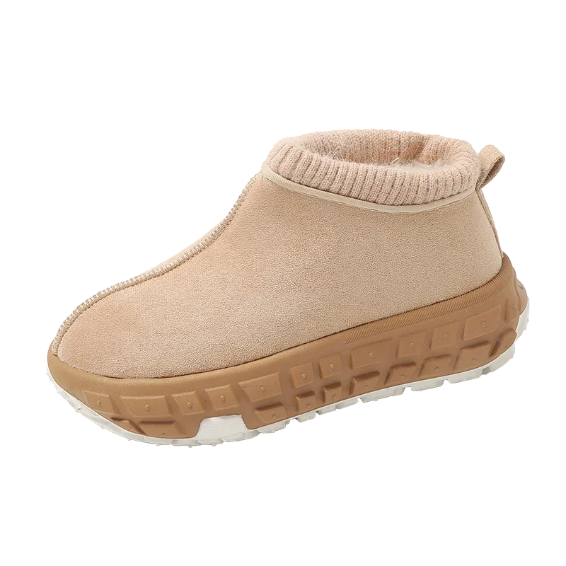 Women's Knitted Cuffed Snow Boots 2024 New Winter Cold-proof and Warm Fur Boots Non-slip Thick-soled Ladies Cotton Shoes Zapa