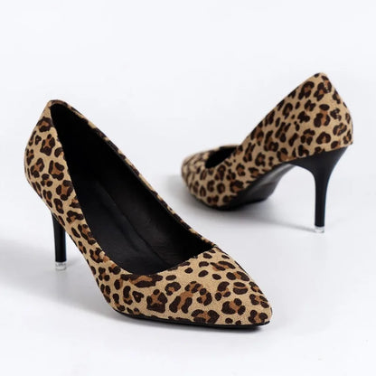 Leopard Print Non-Slip Versatile Outdoor Thin High Heel High Heel