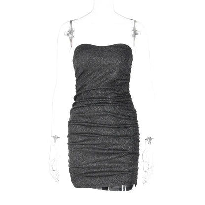 Strapless Sequin Ruched Sweetheart Bodycon Mini Dress