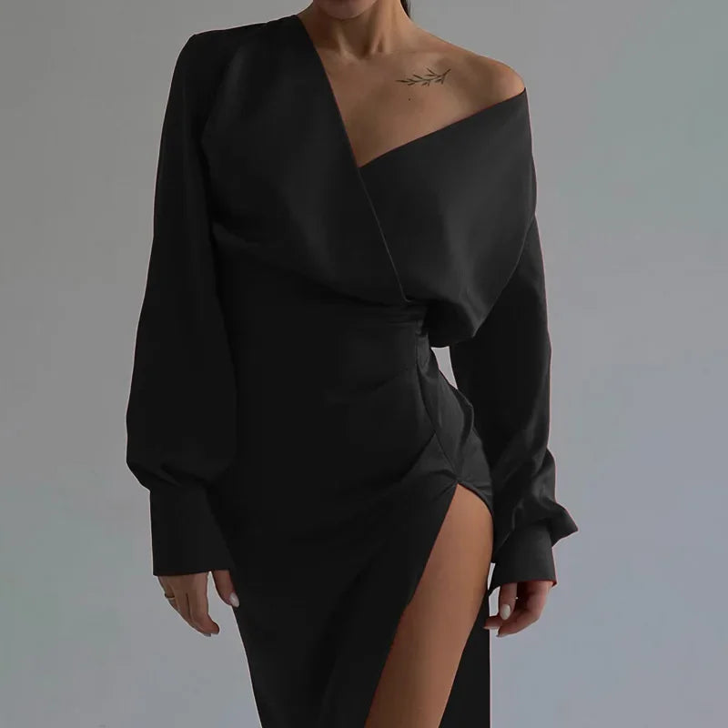 New Elegant Slim Pleated Wedding Birthday Midi Dresses