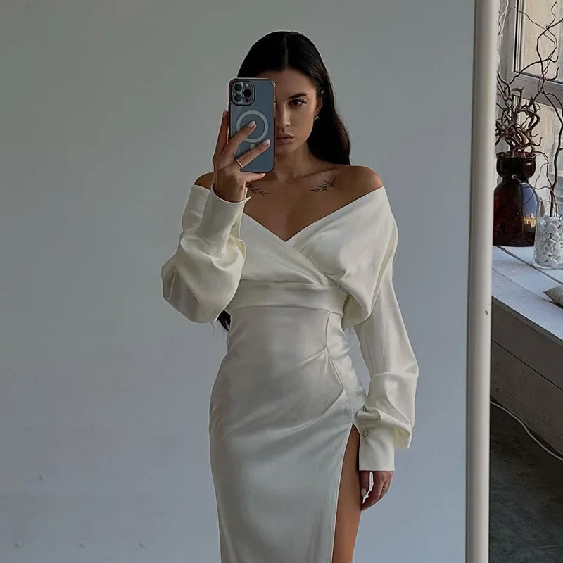 New Elegant Slim Pleated Wedding Birthday Midi Dresses