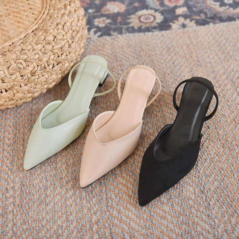 Pointed Summer Fashionable Elegant Slingback Wedding Party Low Heel Pumps