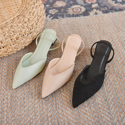 Pointed Summer Fashionable Elegant Slingback Wedding Party Low Heel Pumps