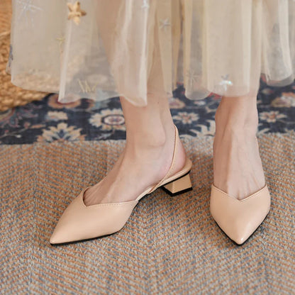 Pointed Summer Fashionable Elegant Slingback Wedding Party Low Heel Pumps