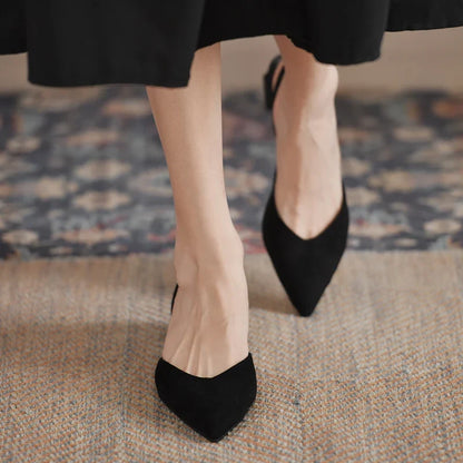 Pointed Summer Fashionable Elegant Slingback Wedding Party Low Heel Pumps