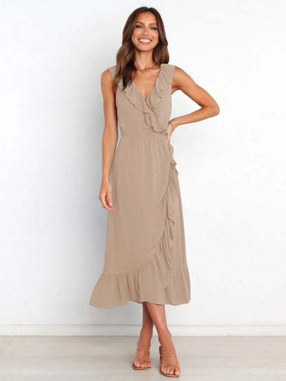 Ruffled Rope Sleeveless Midi Dress