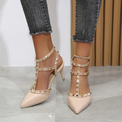 Rivets Thick Fine Pointed Nightclub High-Heeled High Heel